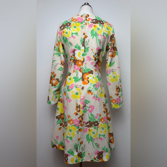 Vintage 70’s Sears Floral Flare Long Sleeve Dress 10 - Picture 5 of 8